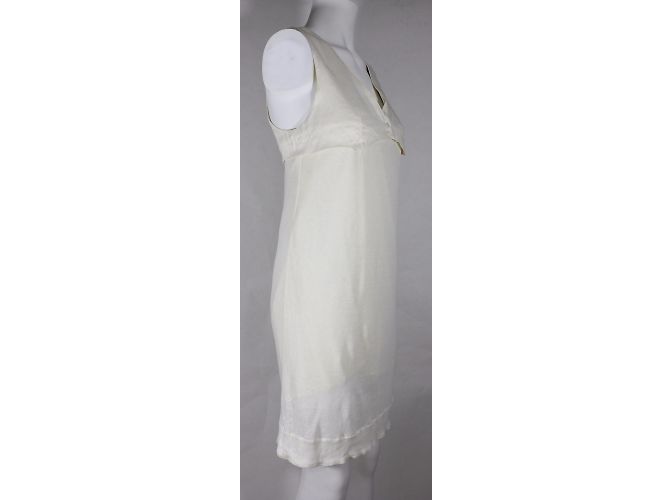 Vestido Sandro Creme de Linho e Seda Cru - vista 4