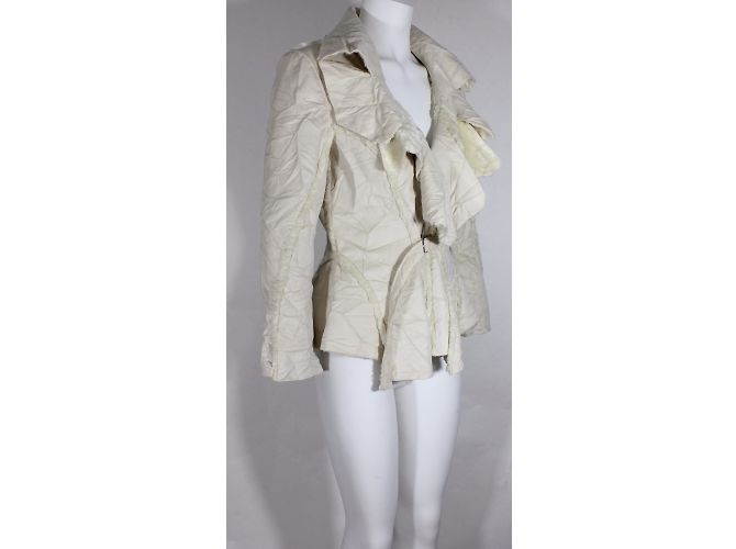 Autre Marque Helena Sorel Jacke Ecru Knitter Wildleder Optik Roh - Ansicht 4
