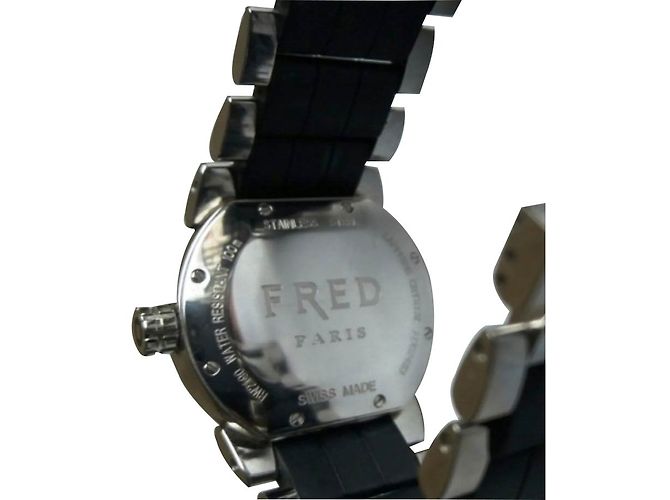Relógio Fred Gladiator de aço e borracha com diamantes Prata - vista 2