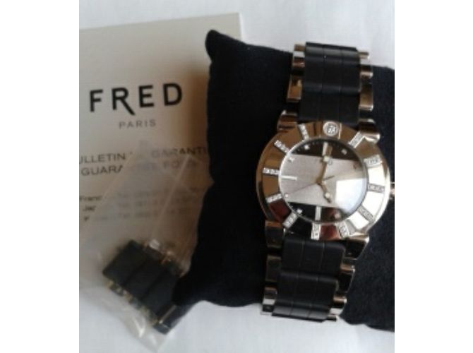 Relógio Fred Gladiator de aço e borracha com diamantes Prata - vista 3
