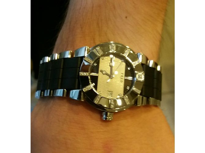 Relógio Fred Gladiator de aço e borracha com diamantes Prata - vista 4