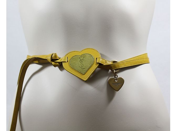 Cintura Yves Saint Laurent Cuore in Pelle Gialla Giallo - vista 3