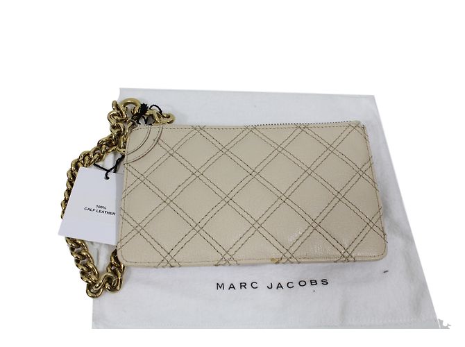 Pochette Marc Jacobs in Pelle Crema con Catena Dorata Crudo - vista 2