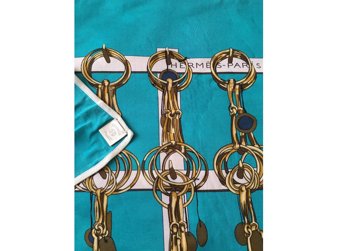Sciarpa Hermès in jersey di seta blu 90x90cm - vista 3