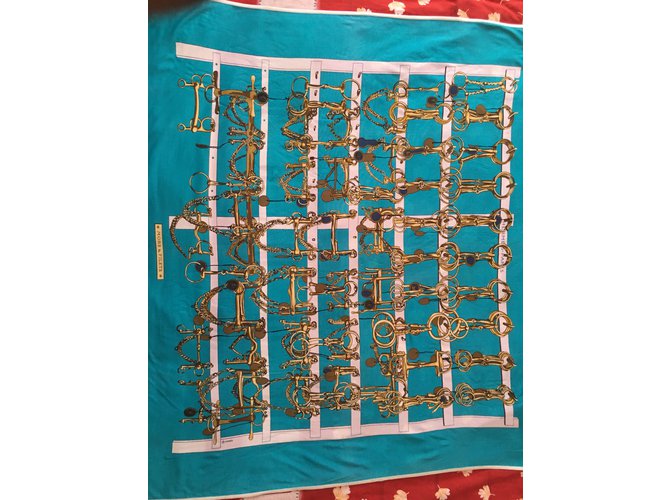 Sciarpa Hermès in jersey di seta blu 90x90cm - vista 5