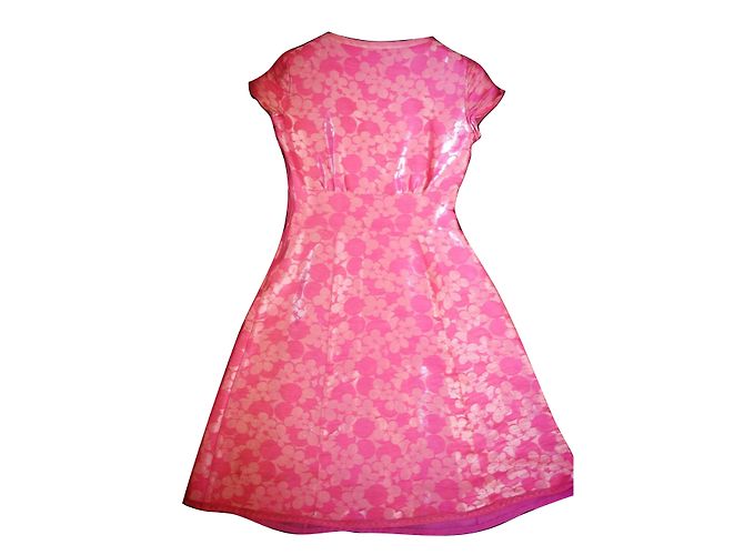 Marc Jacobs Kleid aus rosa Seidenbrokat mit Blumenmuster Pink - Ansicht 2