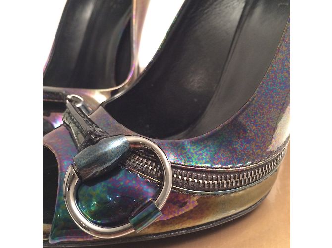 Décolleté Gucci Multifloyd in vernice con dettaglio Horsbit Multicolore - vista 6