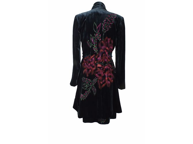 Autre Marque Nathalie Garçon Kleid und Cardigan Set Grün Samt - Ansicht 2