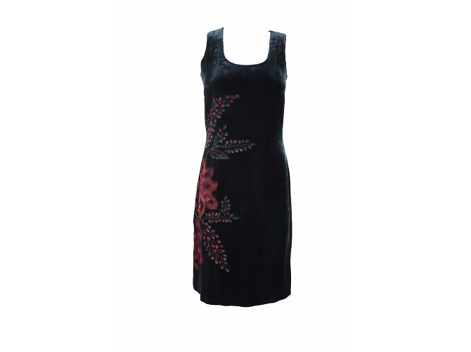 Autre Marque Nathalie Garçon Kleid und Cardigan Set Grün Samt - Ansicht 4