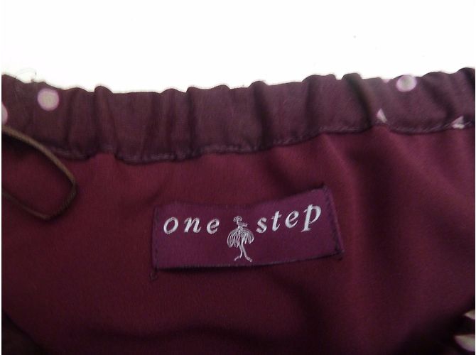 Falda One step rojo oscuro de algodón y seda con encaje gris talla 38 Burdeos - vista 3