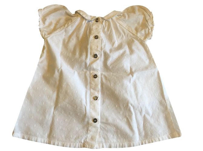 Petit Bateau Weißes Baumwollkleid 6 Monate - Ansicht 2
