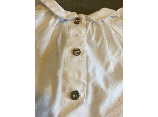 Petit Bateau Weißes Baumwollkleid 6 Monate - Ansicht 3