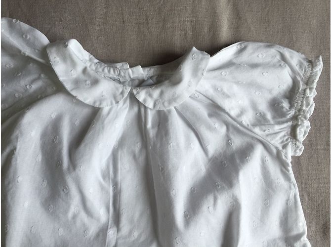 Petit Bateau Weißes Baumwollkleid 6 Monate - Ansicht 4