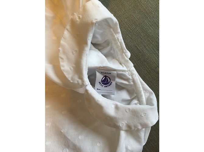 Petit Bateau Weißes Baumwollkleid 6 Monate - Ansicht 5
