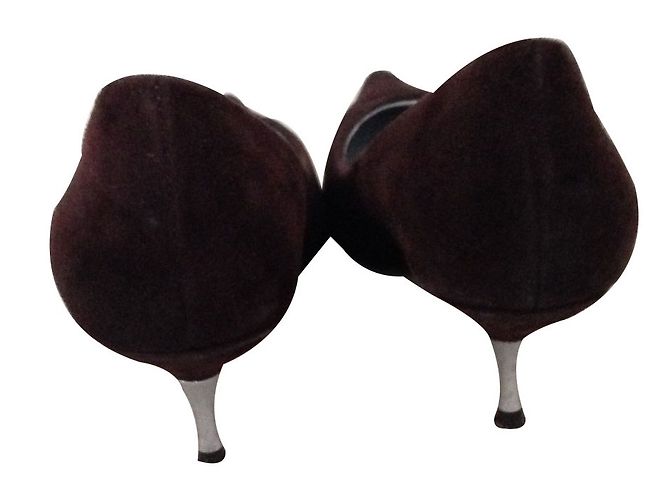 Autre Marque Décolleté a Punta in Camoscio Marrone Cioccolato - vista 2