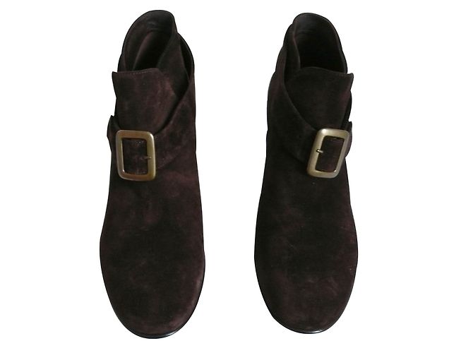 Botines Agnès b. Chocolate de Piel de Ciervo - vista 2