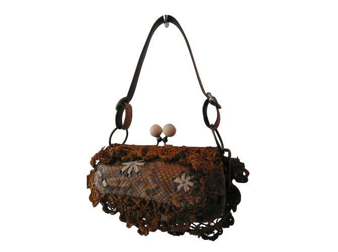 Sac à main Jamin Puech Cuir Effet Python Moutarde - vue 2