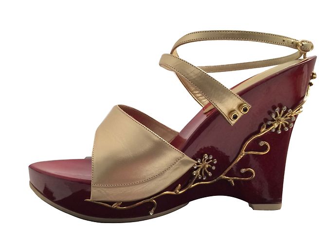 Sandali con zeppa Giuseppe Zanotti Pelle Oro Pallido - vista 2