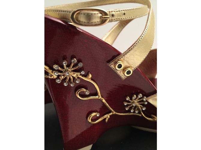 Sandali con zeppa Giuseppe Zanotti Pelle Oro Pallido - vista 4