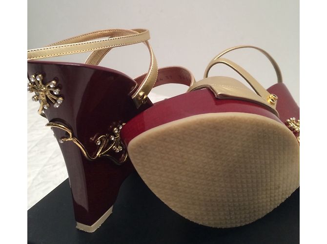 Sandali con zeppa Giuseppe Zanotti Pelle Oro Pallido - vista 6