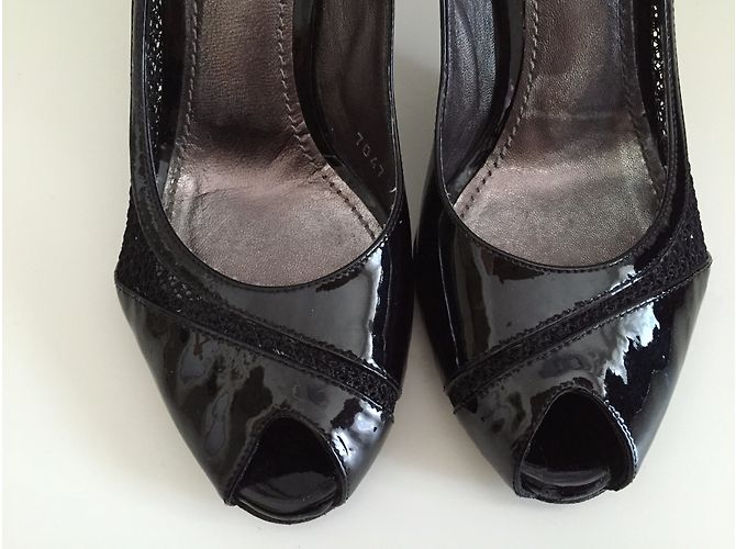 Décolleté open toe Dolce & Gabbana in vernice nera Nero - vista 4