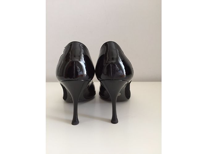 Décolleté open toe Dolce & Gabbana in vernice nera Nero - vista 5