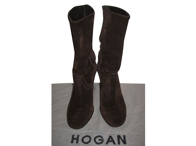 Botines Hogan de gamuza marrón Castaño - vista 2