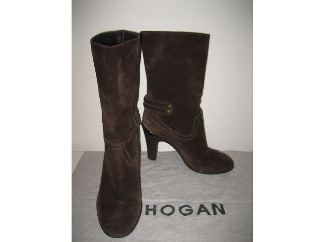 Botines Hogan de gamuza marrón Castaño - vista 3