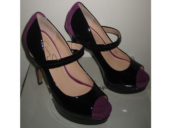 Autre Marque Décolleté Jessica Simpson in vernice nera a punta aperta Nero - vista 7