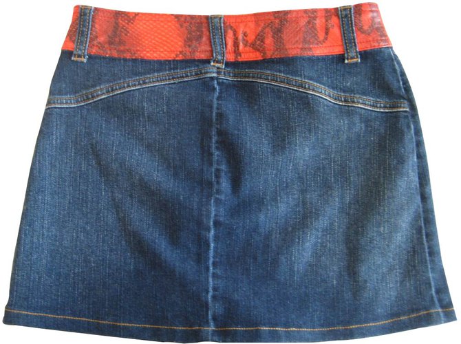 D&G Minirock aus Denim und Pythonleder Blau - Ansicht 2
