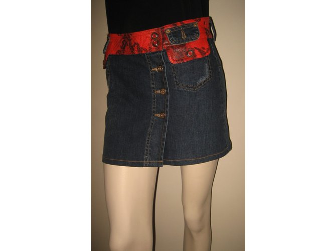 D&G Minirock aus Denim und Pythonleder Blau - Ansicht 3