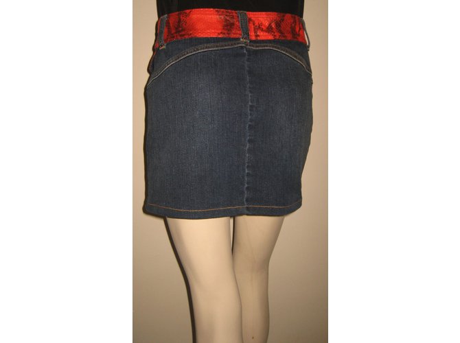 D&G Minirock aus Denim und Pythonleder Blau - Ansicht 4