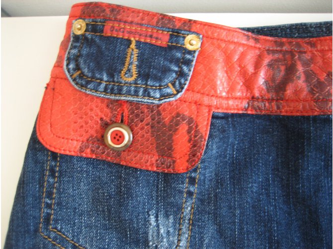 D&G Minirock aus Denim und Pythonleder Blau - Ansicht 5