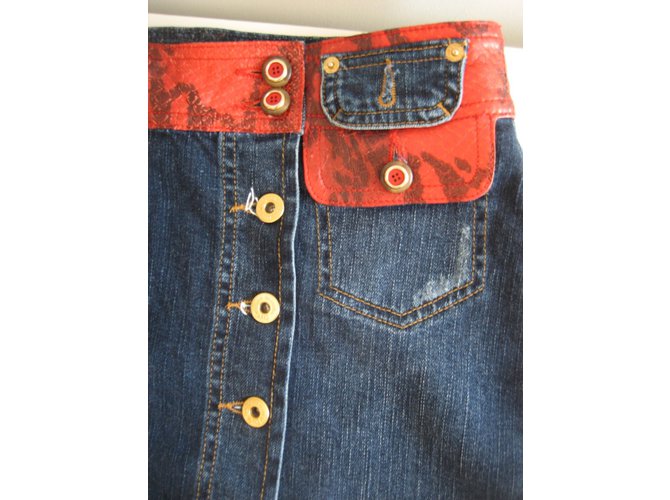 D&G Minirock aus Denim und Pythonleder Blau - Ansicht 6