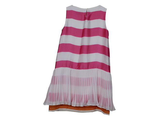 Autre Marque Monnalisa Seidenkleid Mädchen Weiß Fuchsia Gänseblümchen Mehrfarben - Ansicht 2