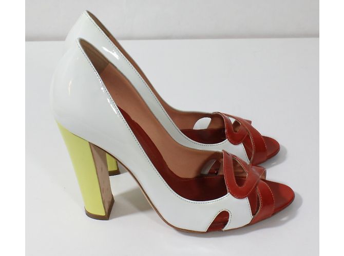 Sergio Rossi Lackschuhe Weiß mit offenem Zeh - Ansicht 3