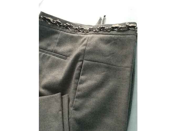 Calças Chanel de lã e cashmere cinza - vista 10