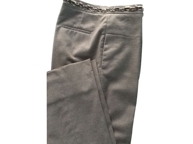 Calças Chanel de lã e cashmere cinza - vista 2