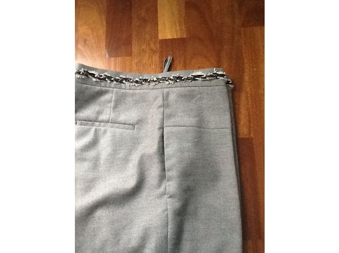 Calças Chanel de lã e cashmere cinza - vista 4