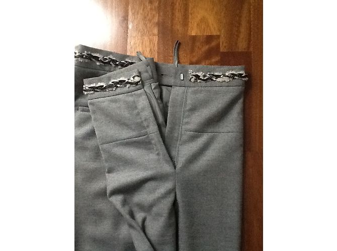 Calças Chanel de lã e cashmere cinza - vista 5