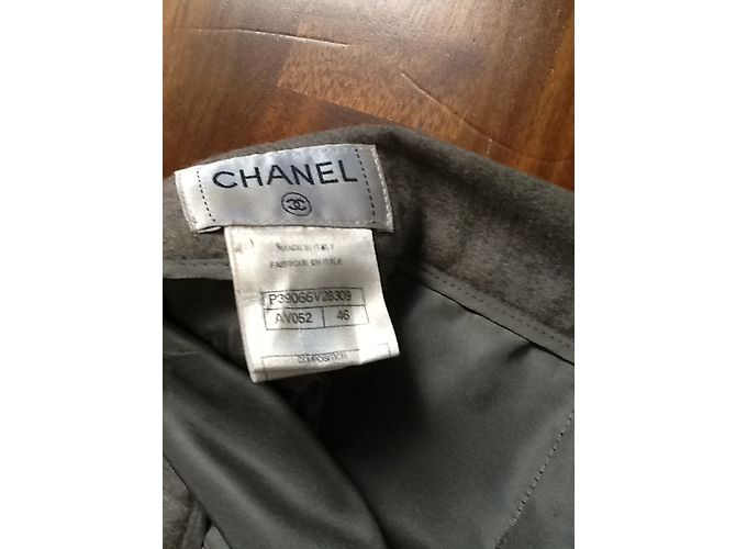 Calças Chanel de lã e cashmere cinza - vista 6