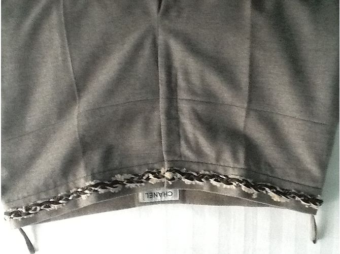 Calças Chanel de lã e cashmere cinza - vista 9