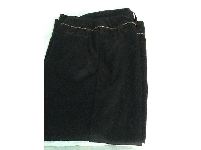 Céline Hose aus schwarzer Wolle mit Goldkette - Ansicht 4