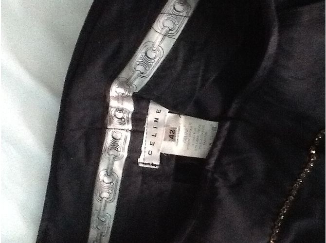 Céline Hose aus schwarzer Wolle mit Goldkette - Ansicht 9
