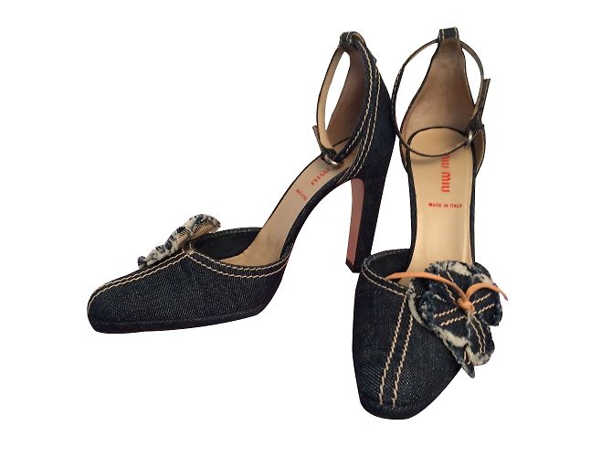 Décolleté Miu Miu in denim blu scuro - vista 2