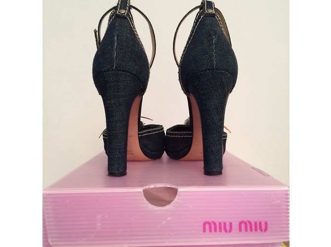Décolleté Miu Miu in denim blu scuro - vista 5