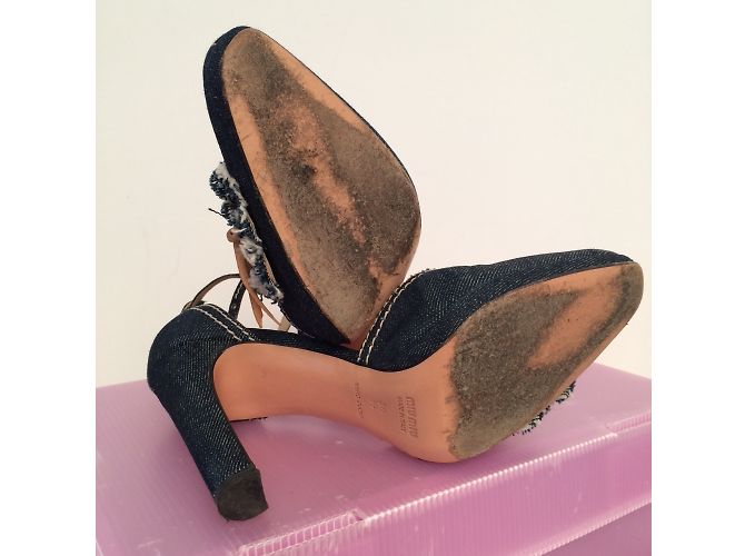 Décolleté Miu Miu in denim blu scuro - vista 6