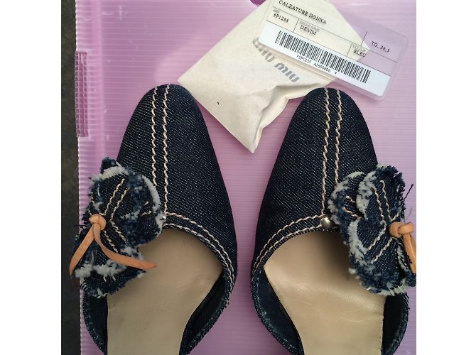 Décolleté Miu Miu in denim blu scuro - vista 7