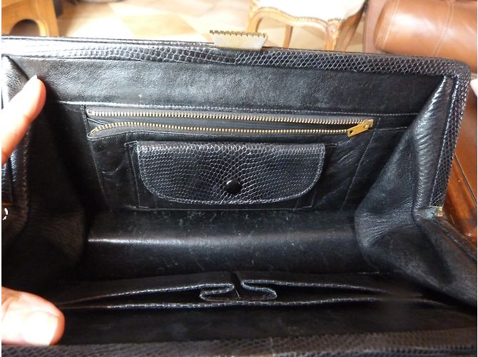Autre Marque Handtasche aus schwarzem Eidechsenleder - Ansicht 4