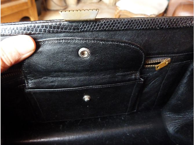 Autre Marque Handtasche aus schwarzem Eidechsenleder - Ansicht 6